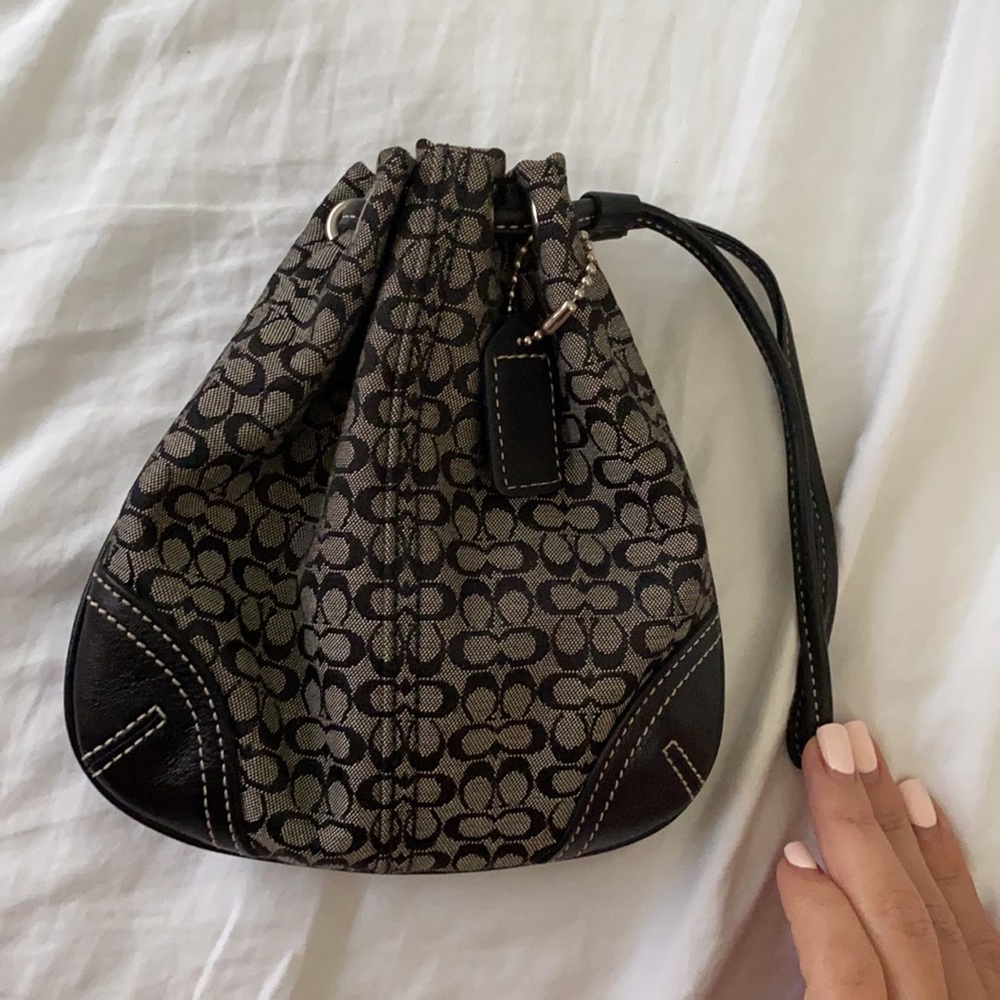 Coach Y2K size Small black and grey bag with strap vintage compact monogram - Picture 6 of 7